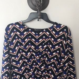 INC. Dress - blue, brown, black, cream